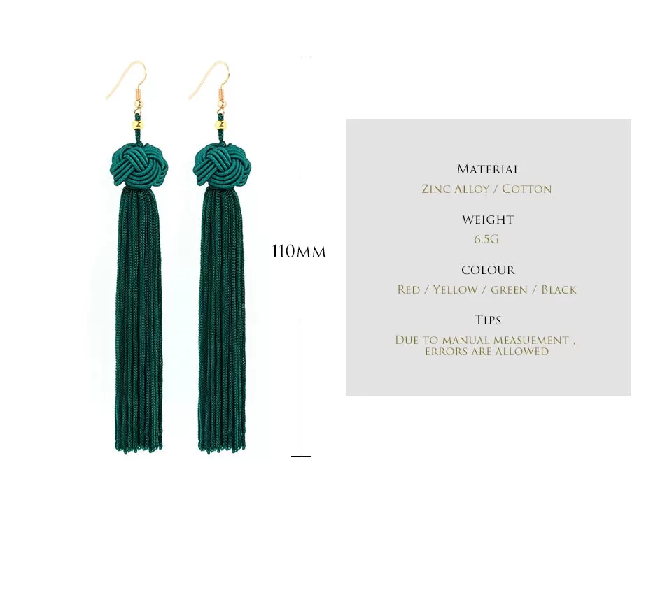 POXAM Fashion Ethnic Long Tassel Drop Earrings For Women Bohemian