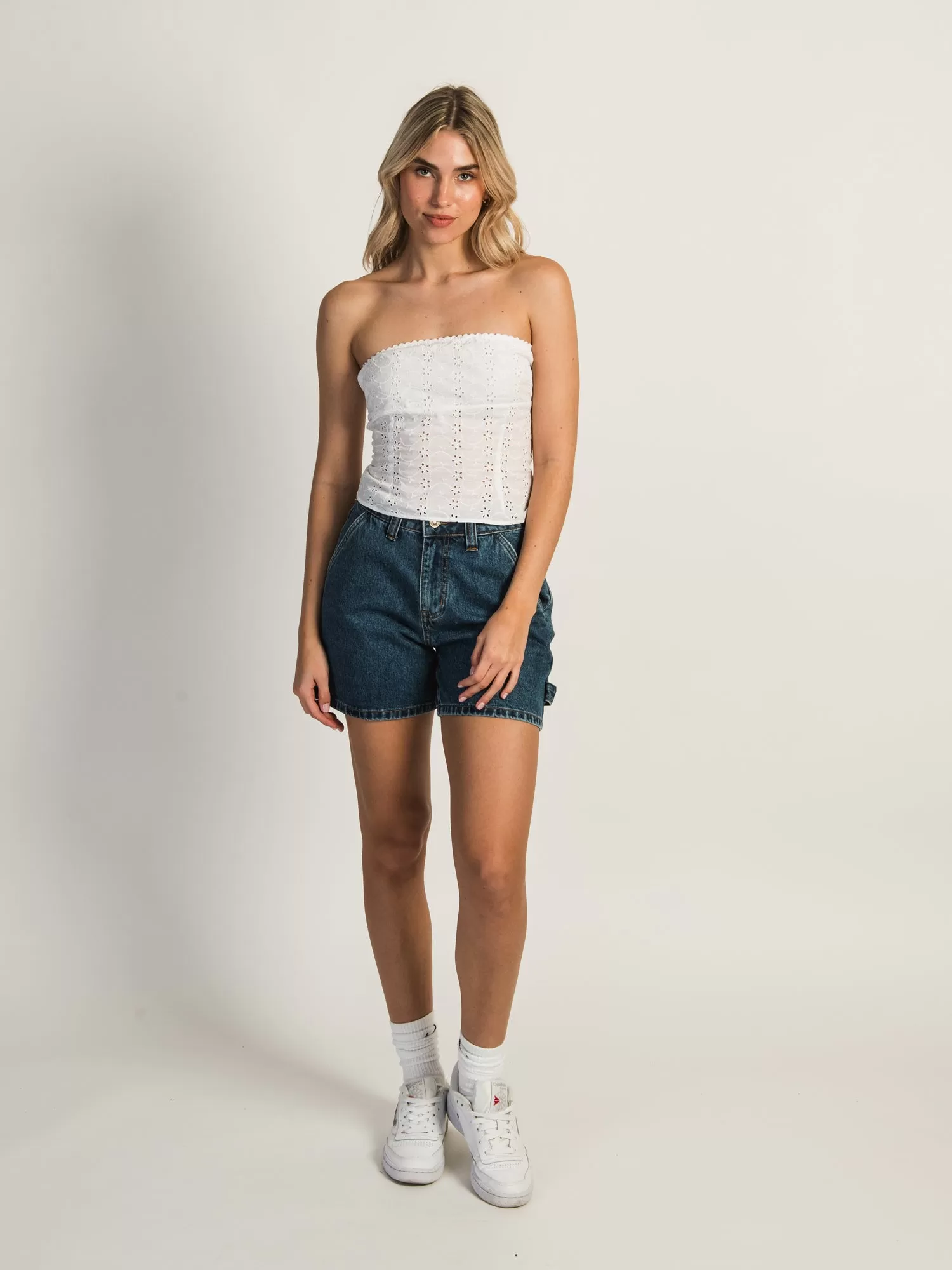 PRINCESS POLLY LOU CARPENTER DENIM SHORTS