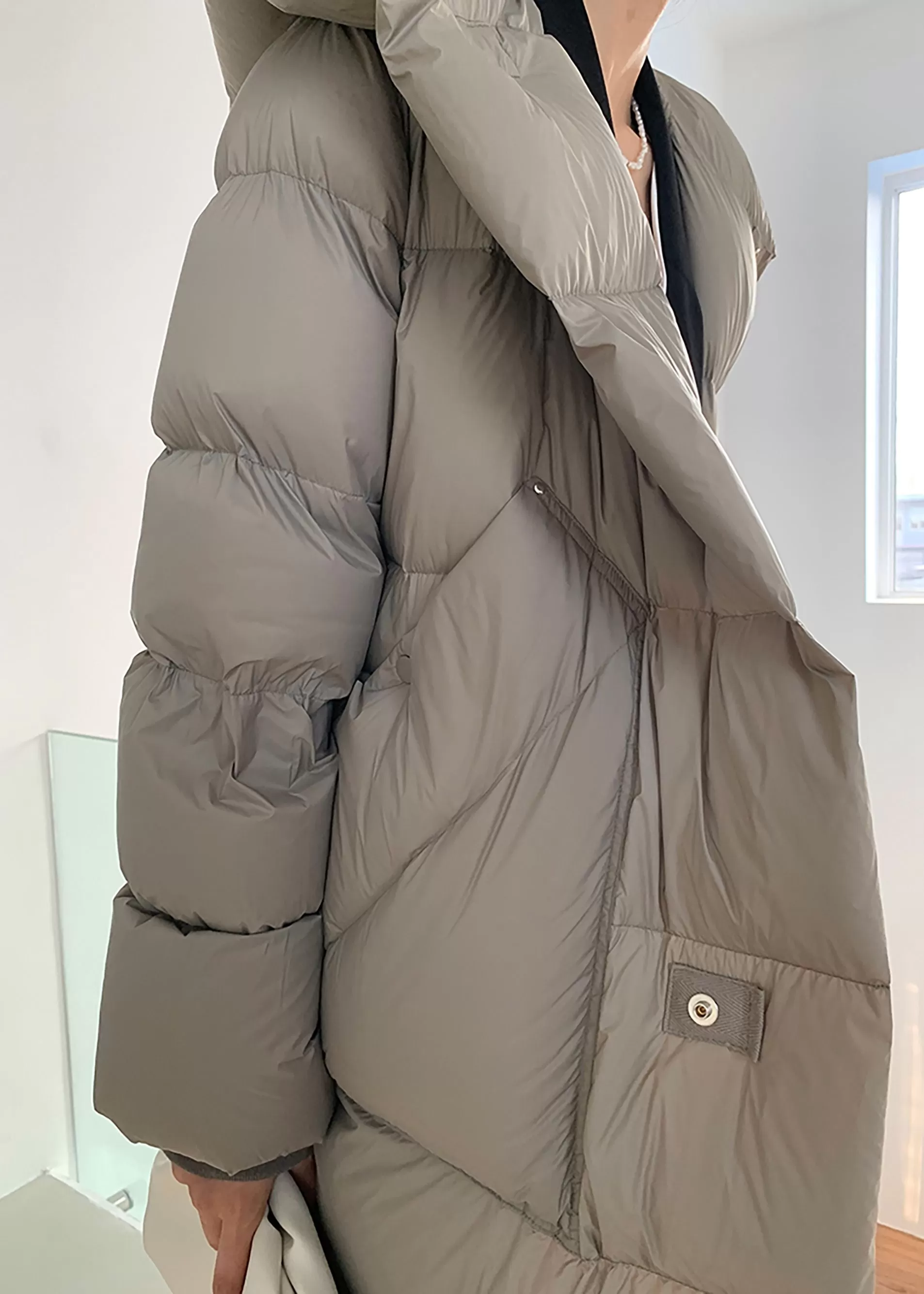 Queenie Long Belted Hooded Goose Down Coat