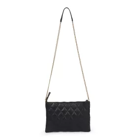 Quilted Flat Wallet Clutch-Black