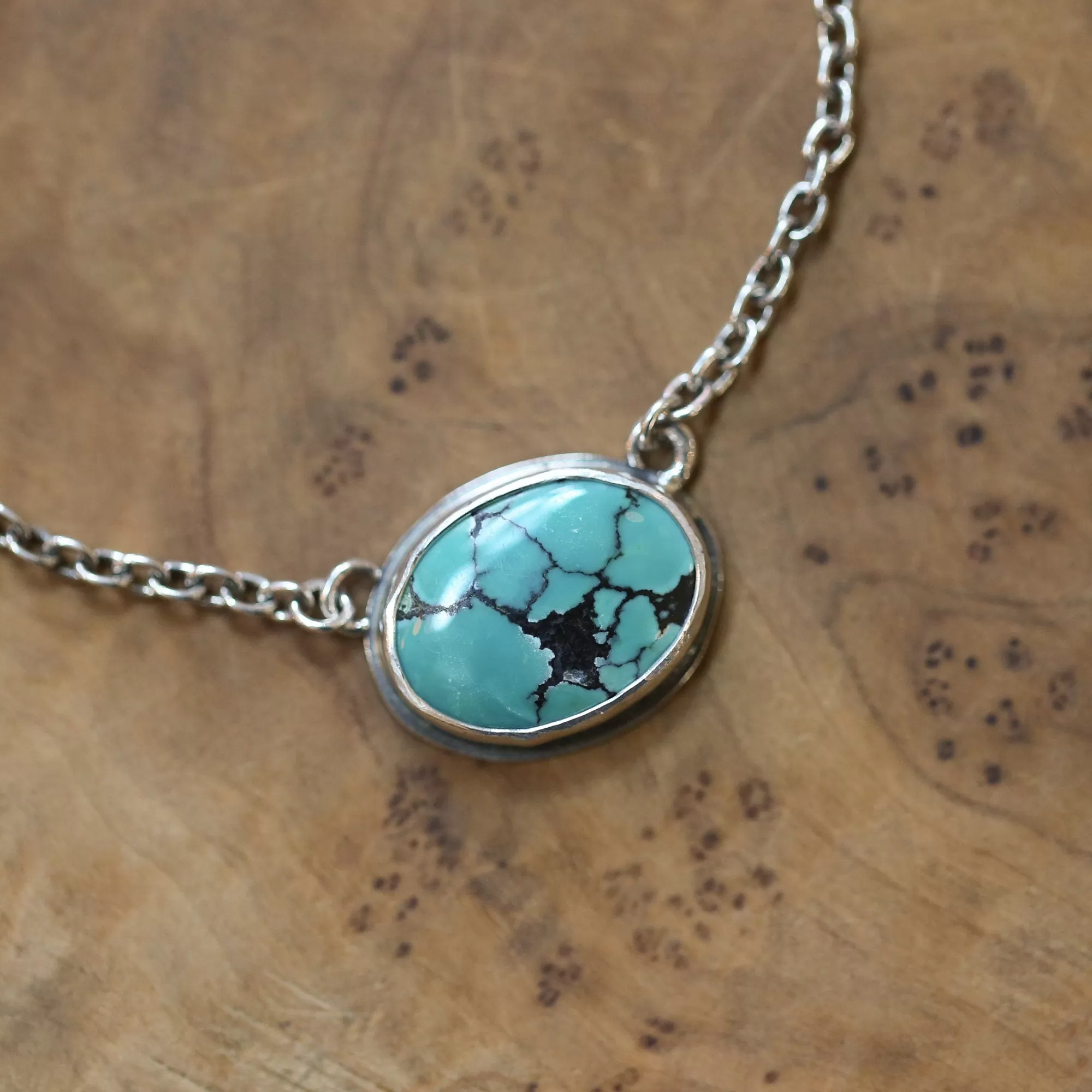 Ready to Ship - Turquoise Necklace - Small Turquoise Pendant with Chain - OOAK