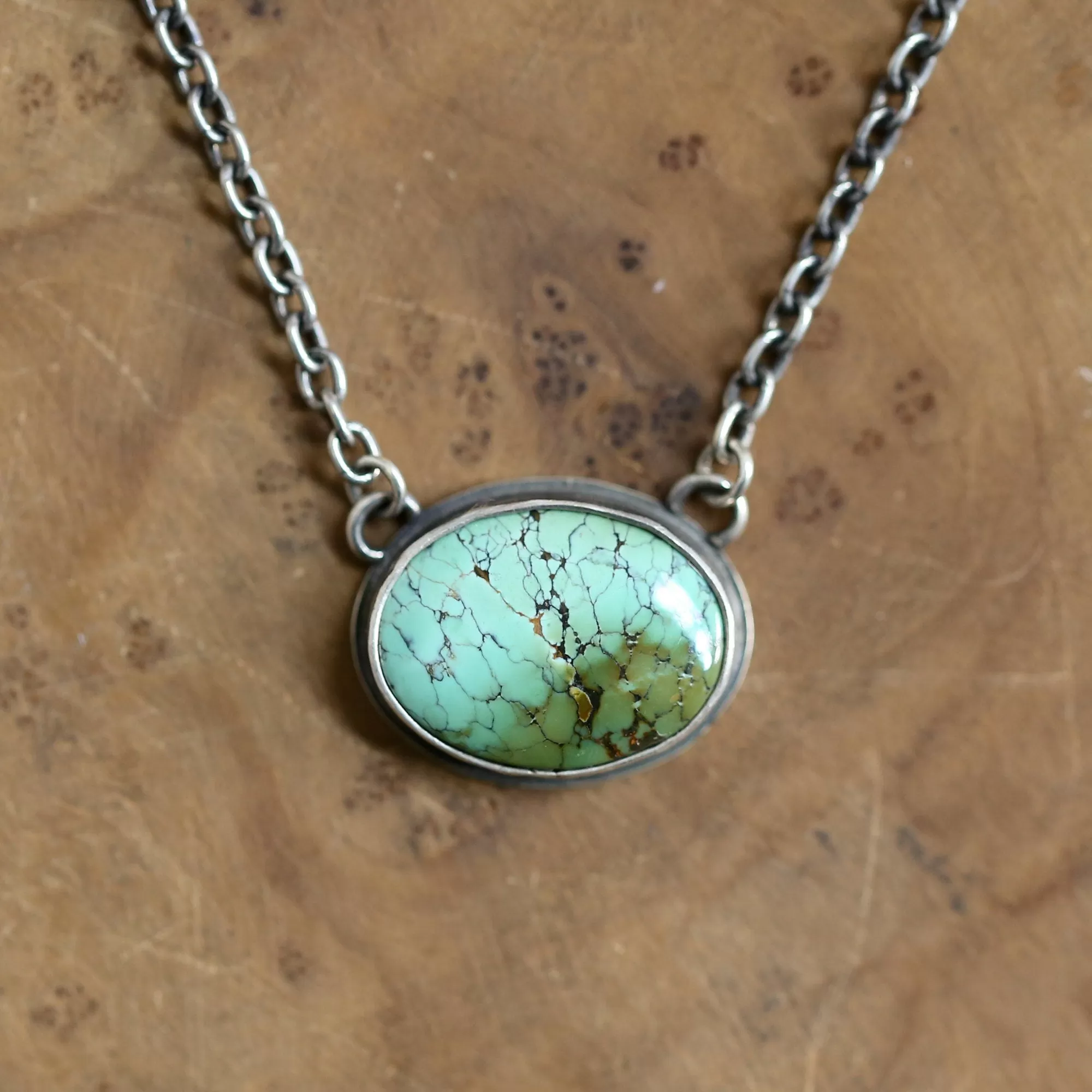 Ready to Ship - Turquoise Necklace - Small Turquoise Pendant with Chain - OOAK