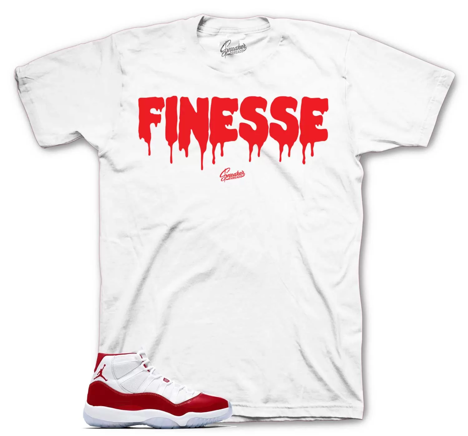 Retro 11 Varsity Red Shirt - Finesse - white