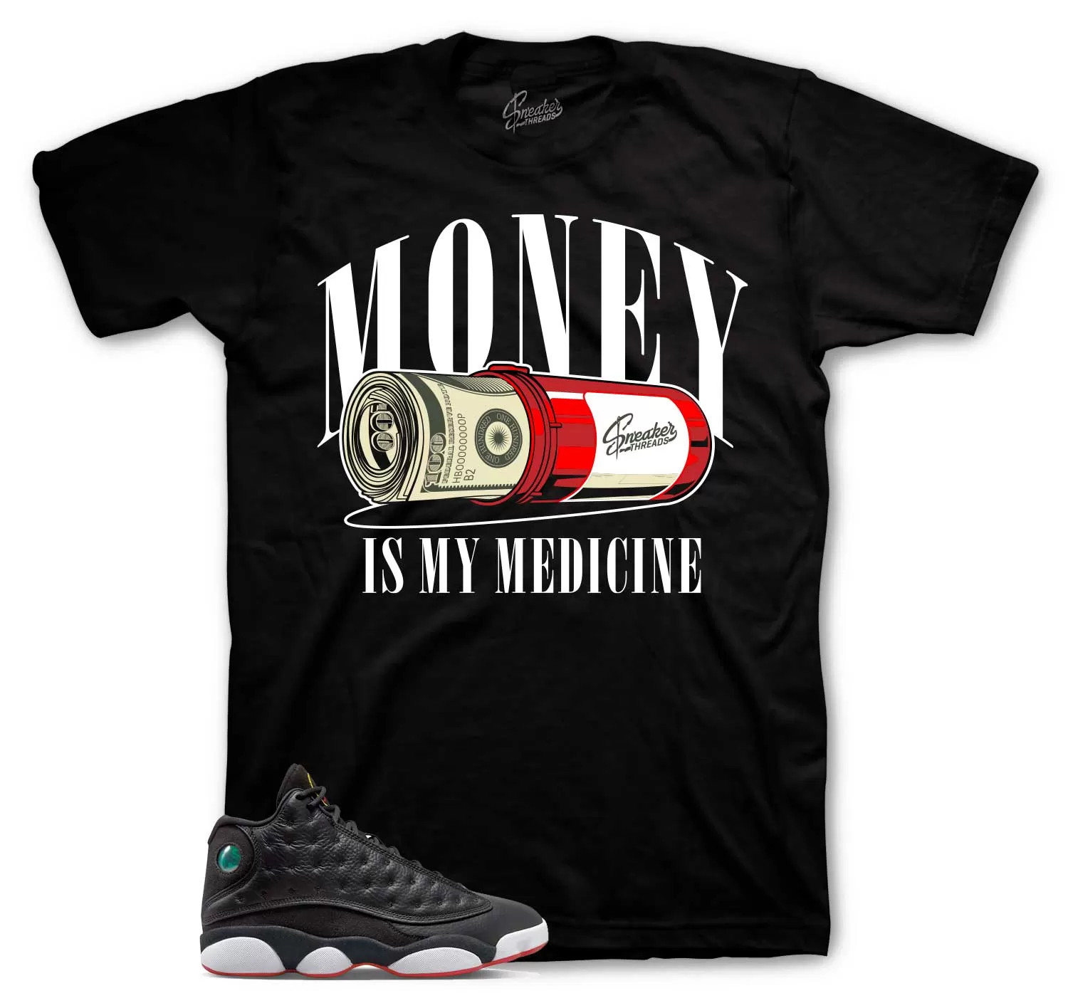 Retro 13 Playoff Shirt -  ST Logo - Black