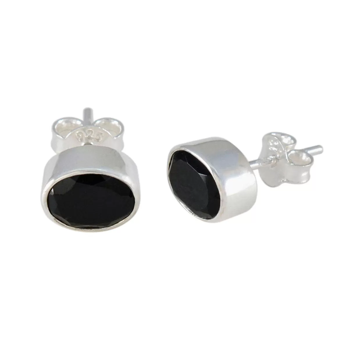 Riyo Arresting 925 Sterling Silver Earring For Sister Black Onyx Earring Bezel Setting Black Earring Stud Earring