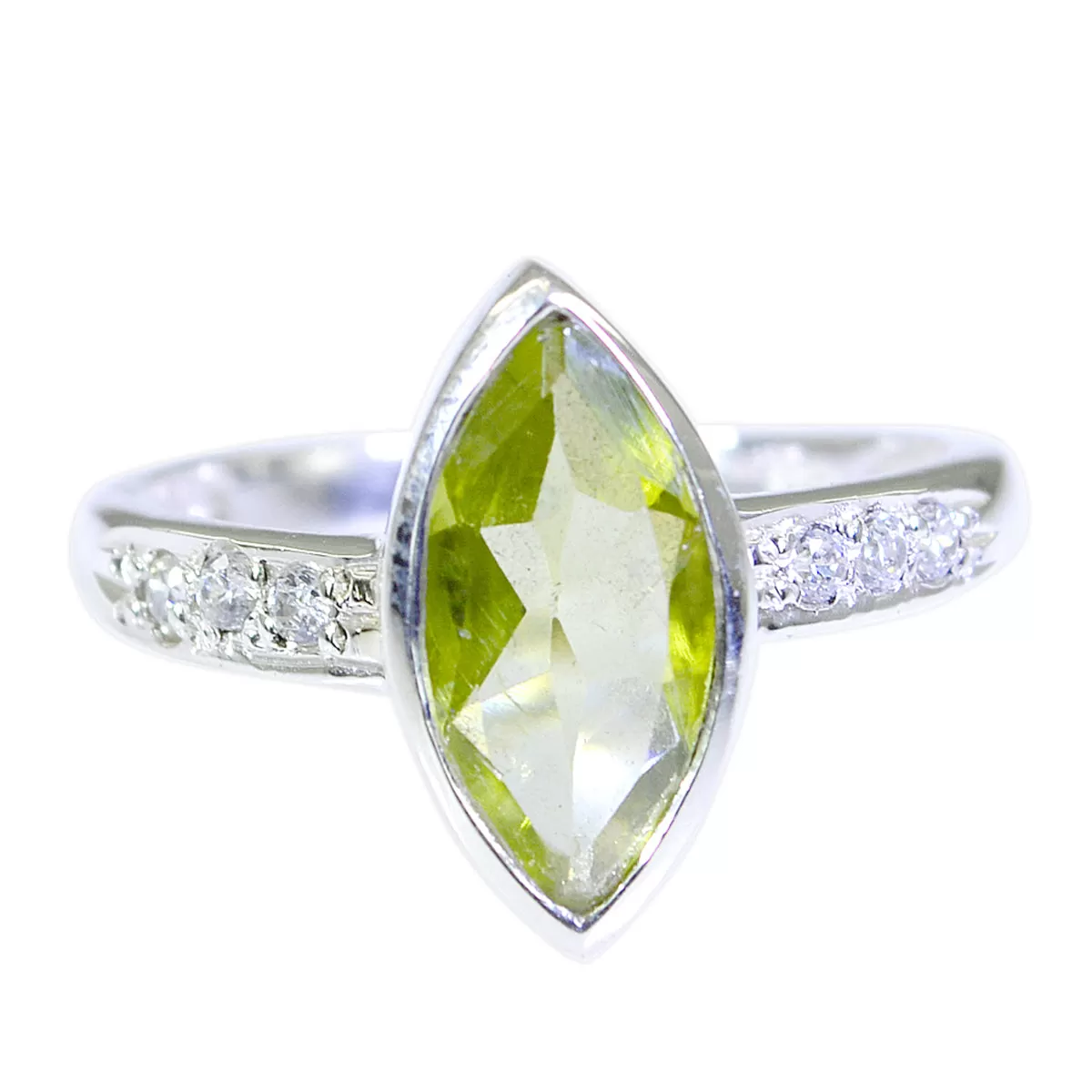 Riyo Charming Gemstone Peridot 925 Sterling Silver Rings Gem Jewelry