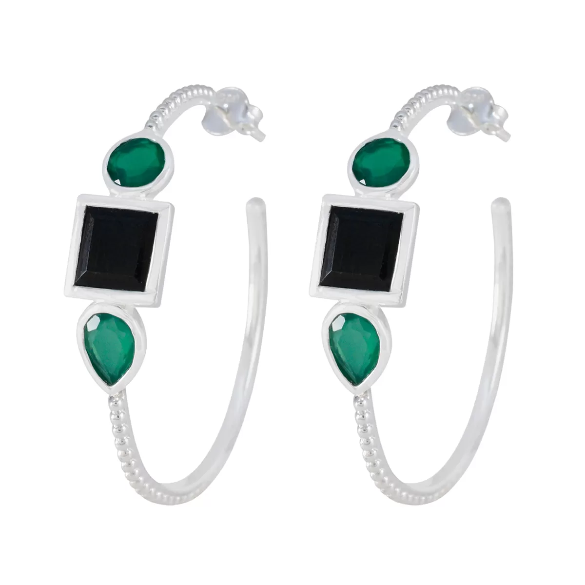 Riyo Comely Sterling Silver Earring For Wife Multi Earring Bezel Setting Multi Earring Hoop Earring