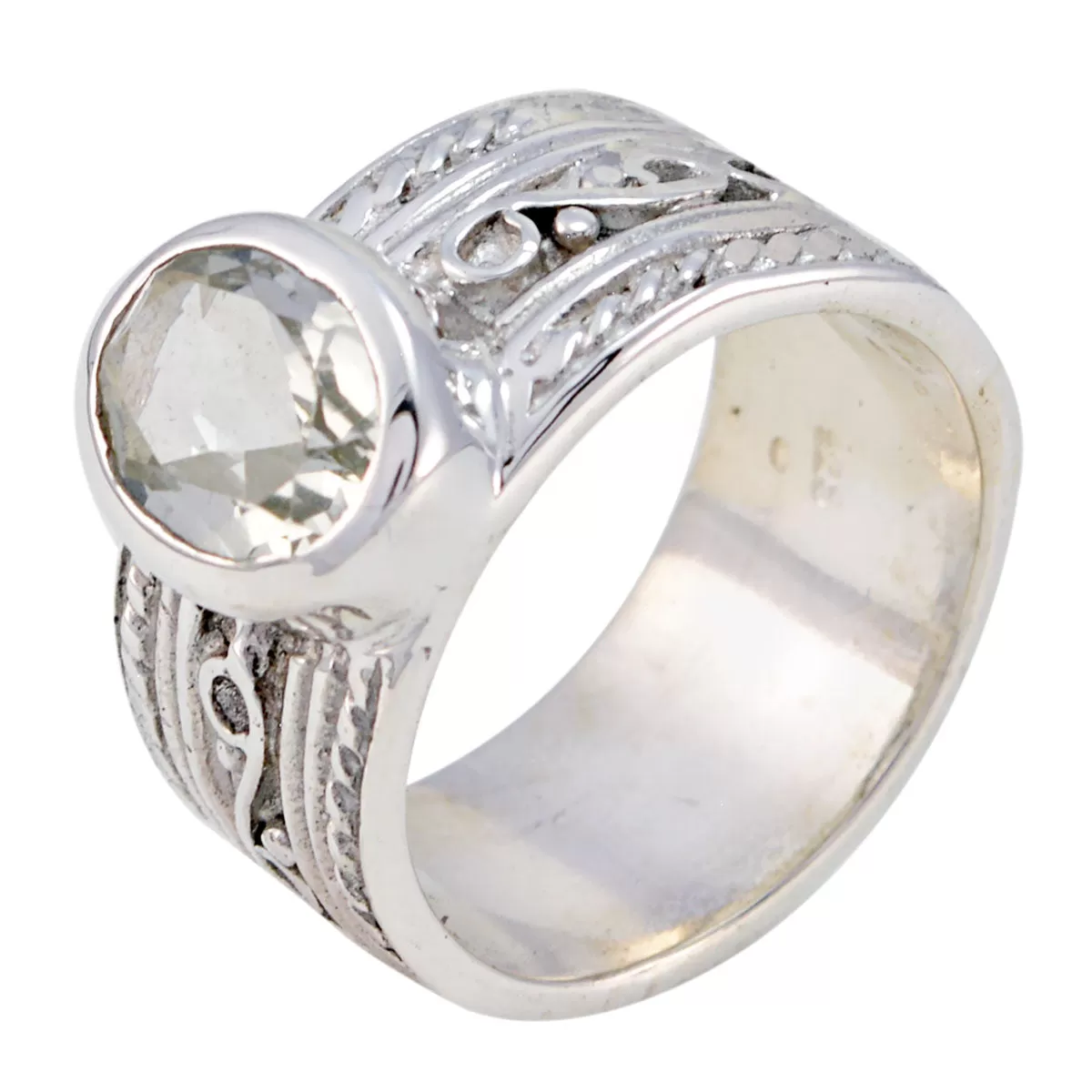 Riyo Elegant Gemstones Green Amethyst 925 Rings Grandfather Gift