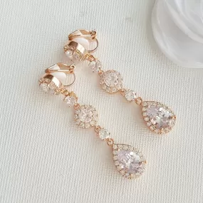 Rose Gold Clip On Earrings-Reagan