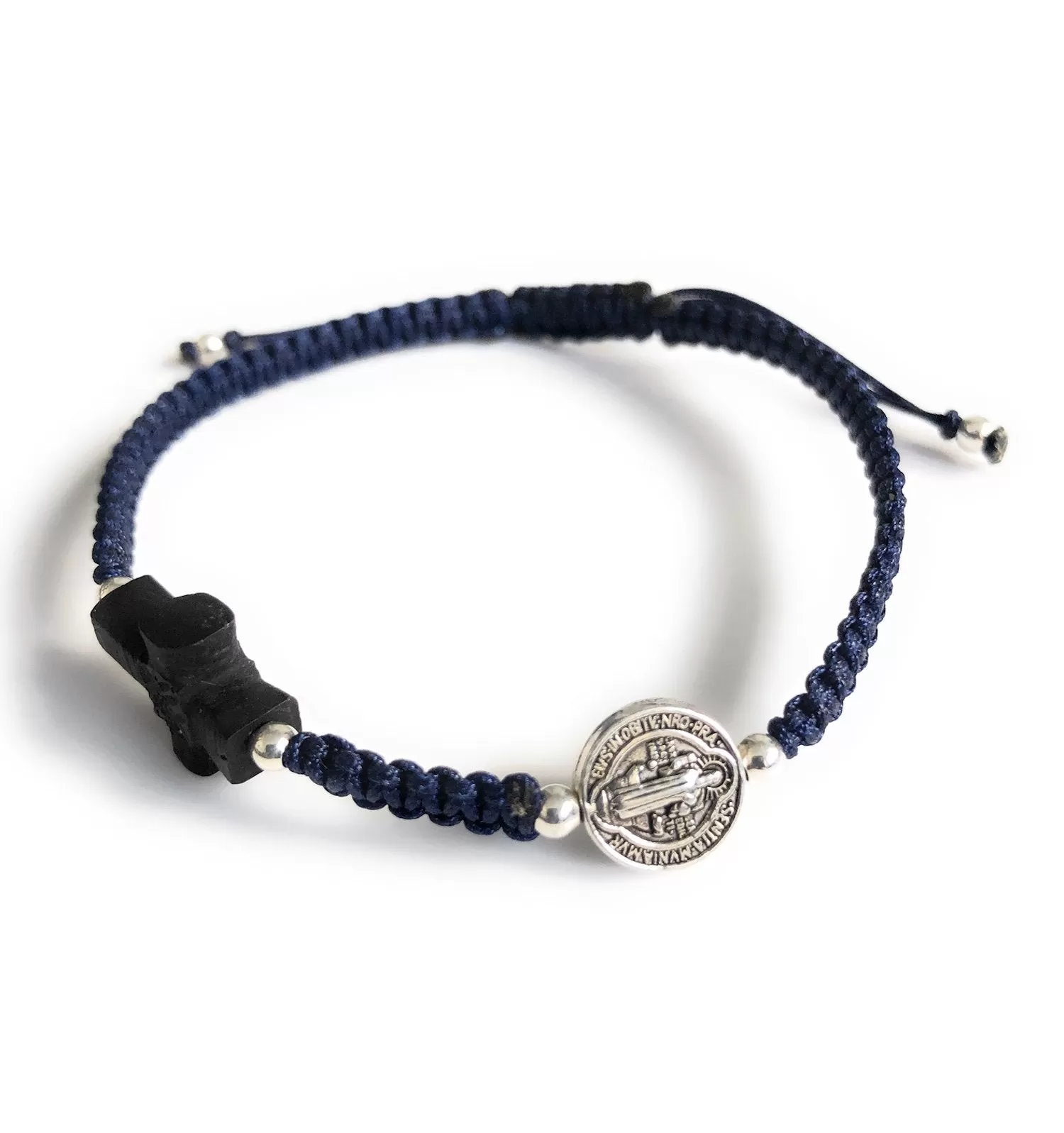 Saint Benedict and Azabache Cross Mens Bracelet