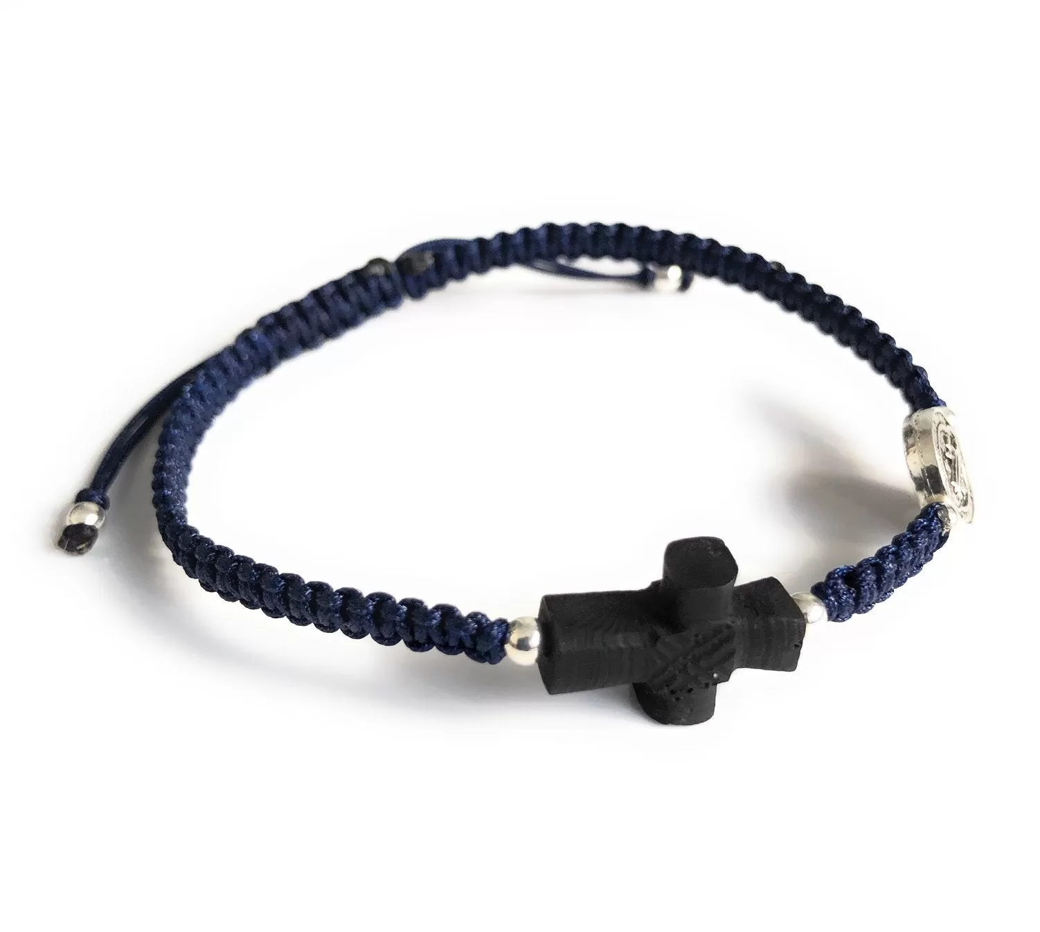 Saint Benedict and Azabache Cross Mens Bracelet