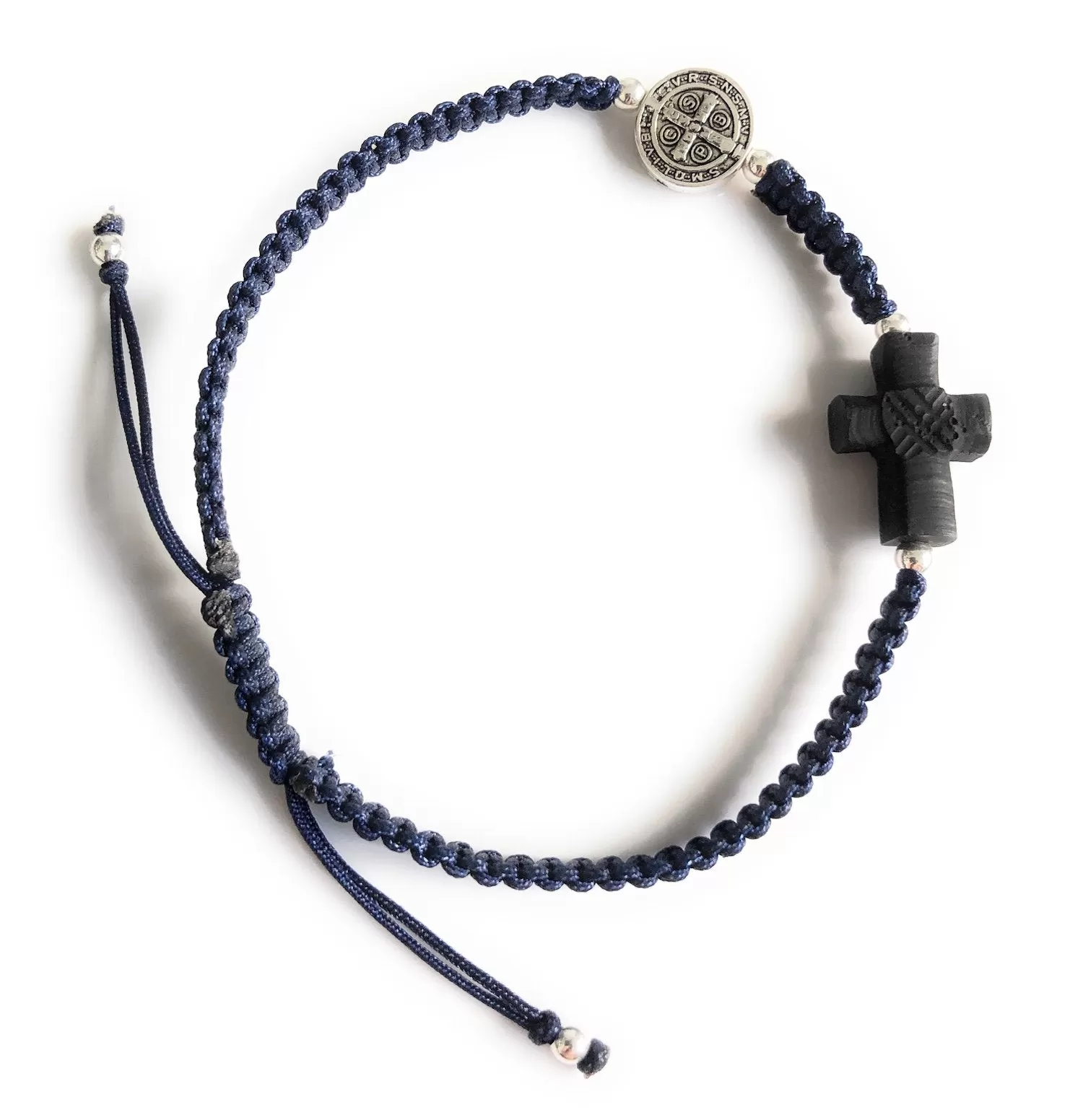 Saint Benedict and Azabache Cross Mens Bracelet