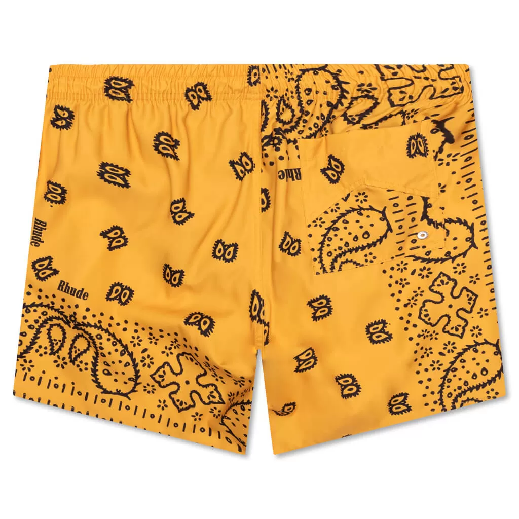 Signature Swim Trunks - Mustard/Blue