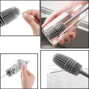 Silicone Bottle Cleaning Brush Long Handle for Milk Bottle Washer for Water Bottles Tumblers Thermos Cup Cleaner