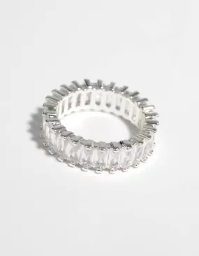 Silver Cubic Zirconia Baguette Ring