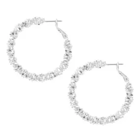 SILVER METAL BEADS HOOP EARRINGS