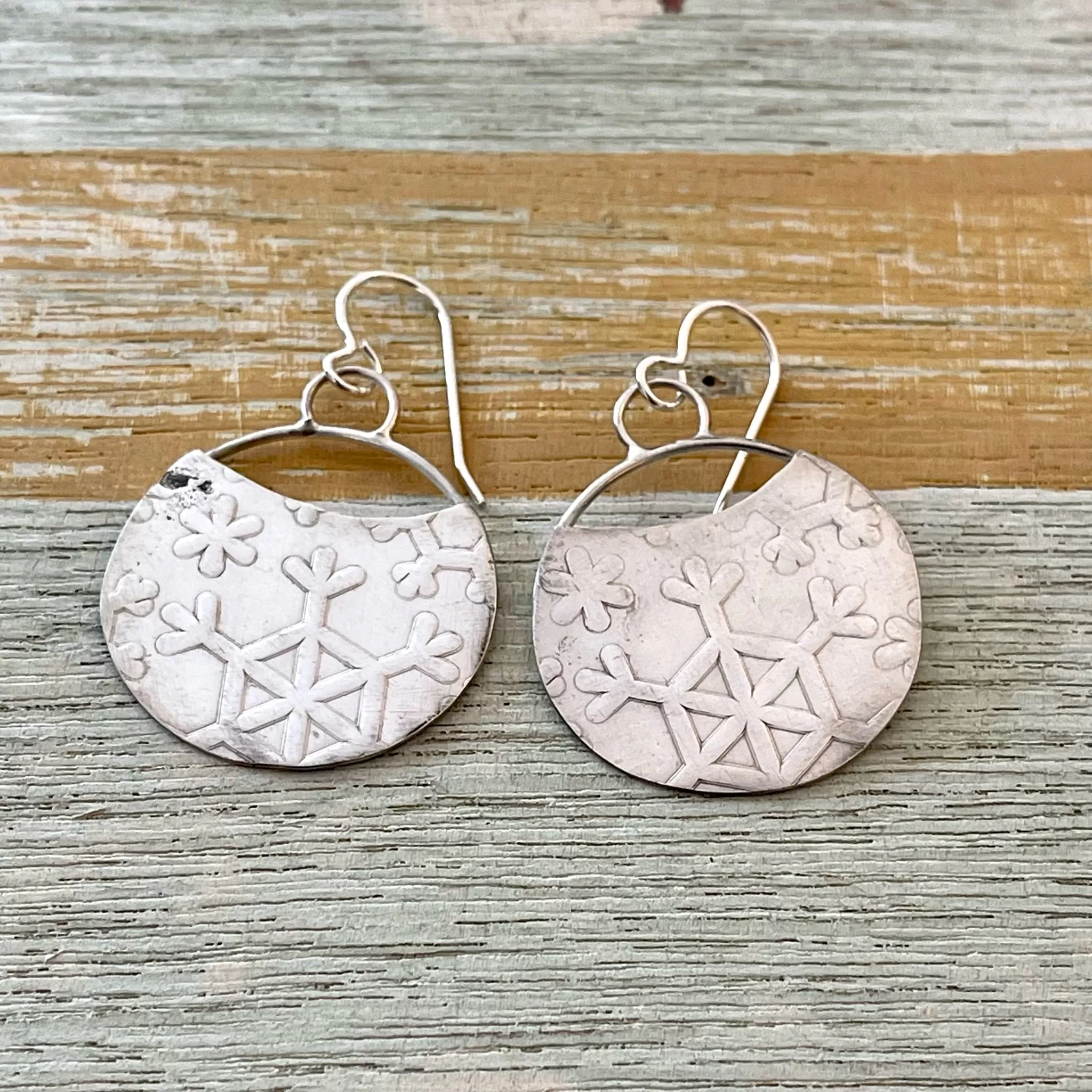 Silver Snowflake Pressed Earrings