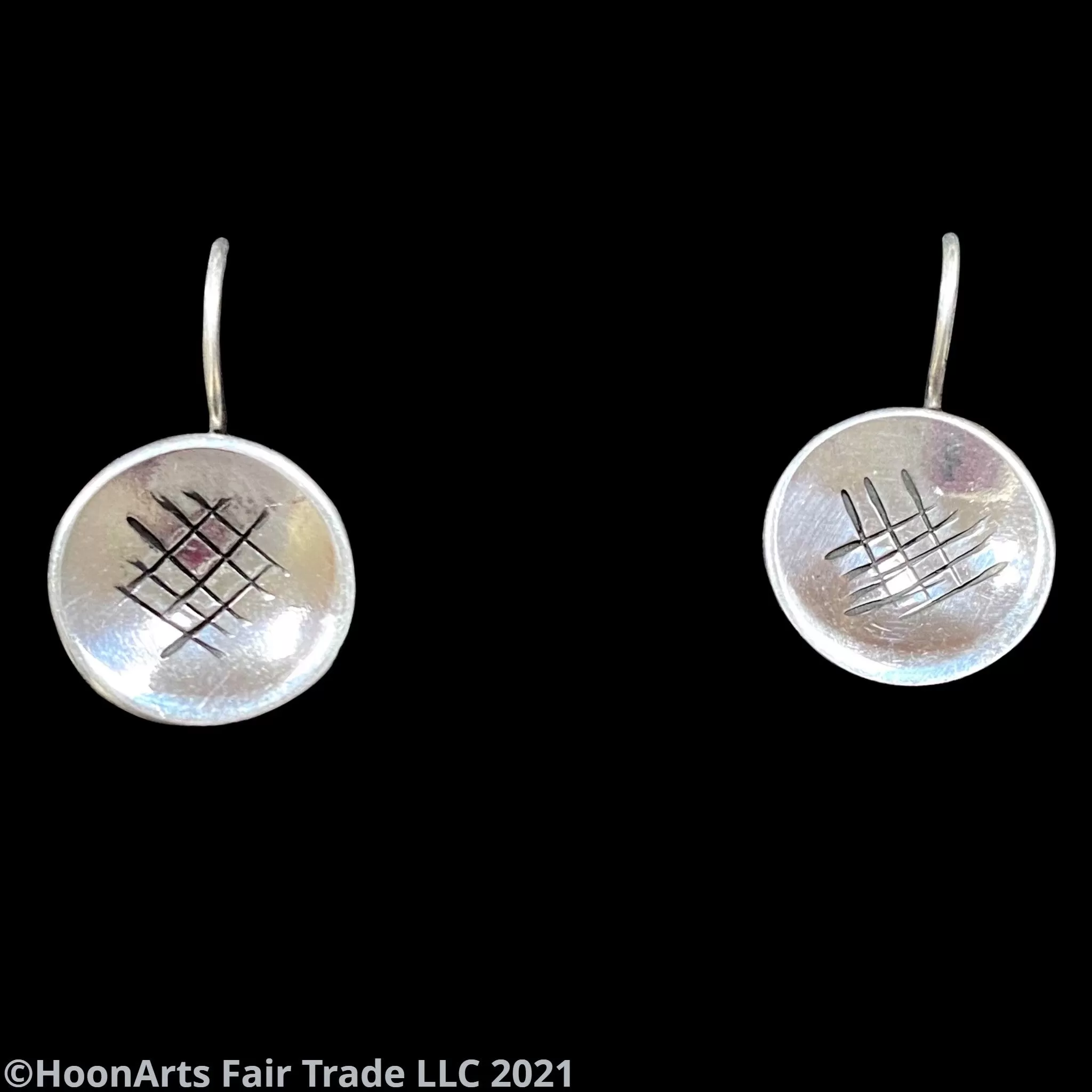 Small Round Silver Disc Earrings from Krygyzstan-"Mirgul"