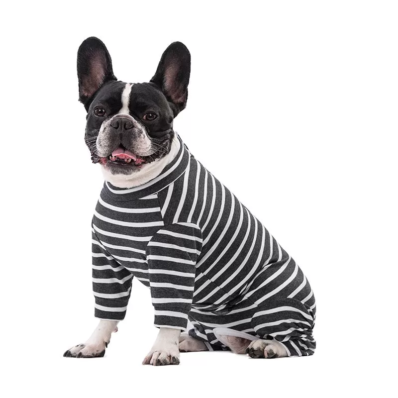 Snug Striped French Bulldog Pajamas