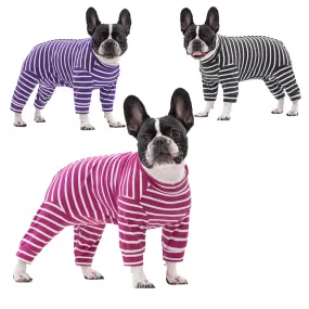 Snug Striped French Bulldog Pajamas