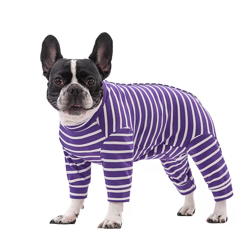 Snug Striped French Bulldog Pajamas