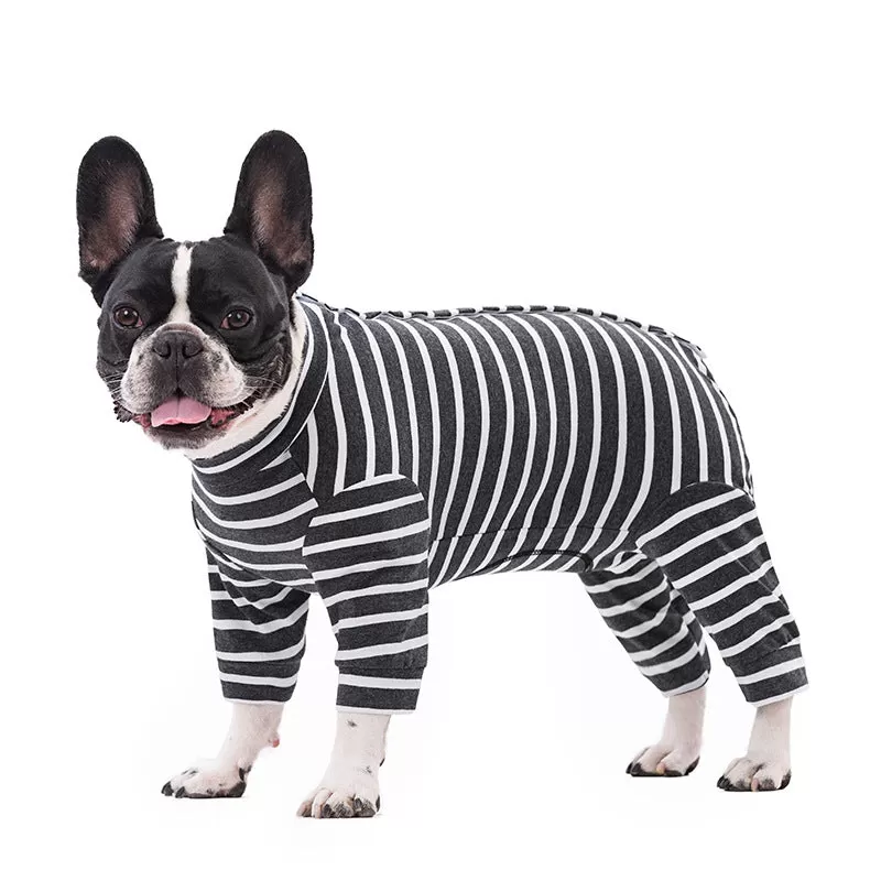 Snug Striped French Bulldog Pajamas