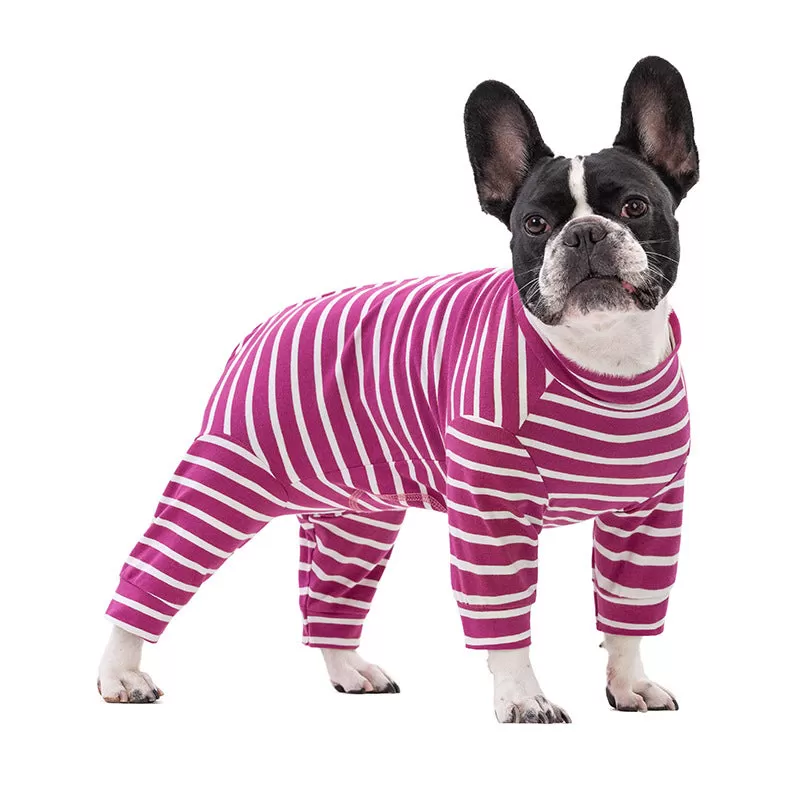 Snug Striped French Bulldog Pajamas