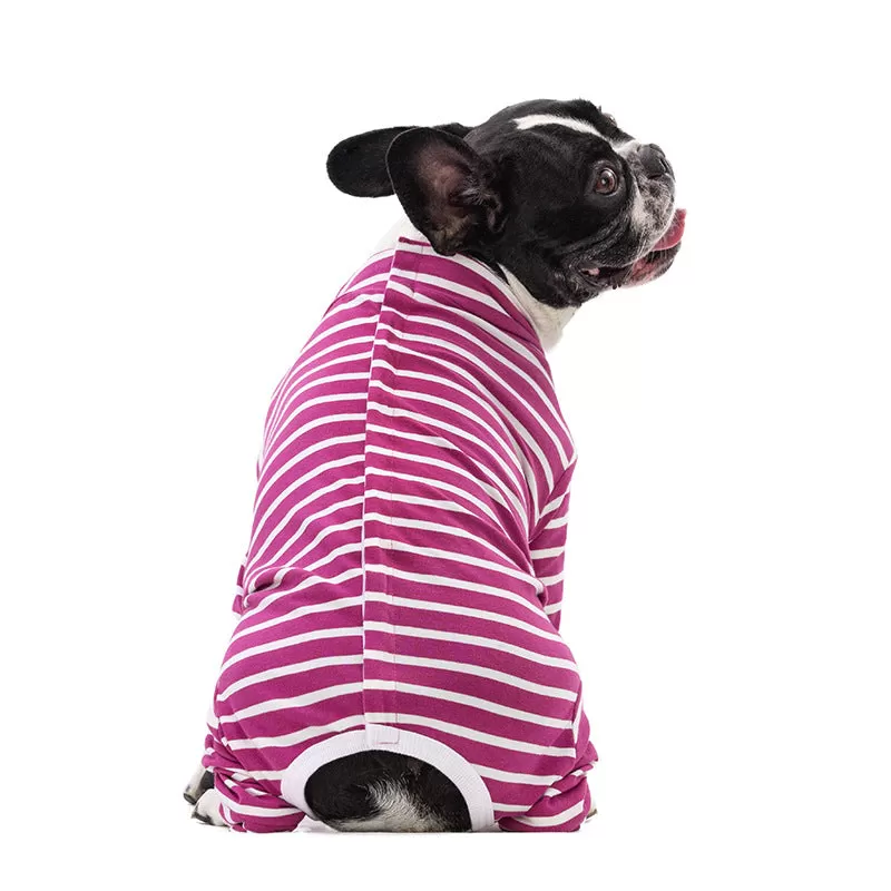 Snug Striped French Bulldog Pajamas