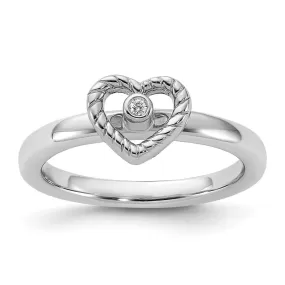 Stackable Expressions Heart Diamond Ring in Sterling Silver