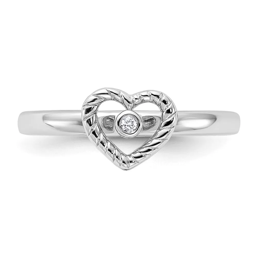 Stackable Expressions Heart Diamond Ring in Sterling Silver