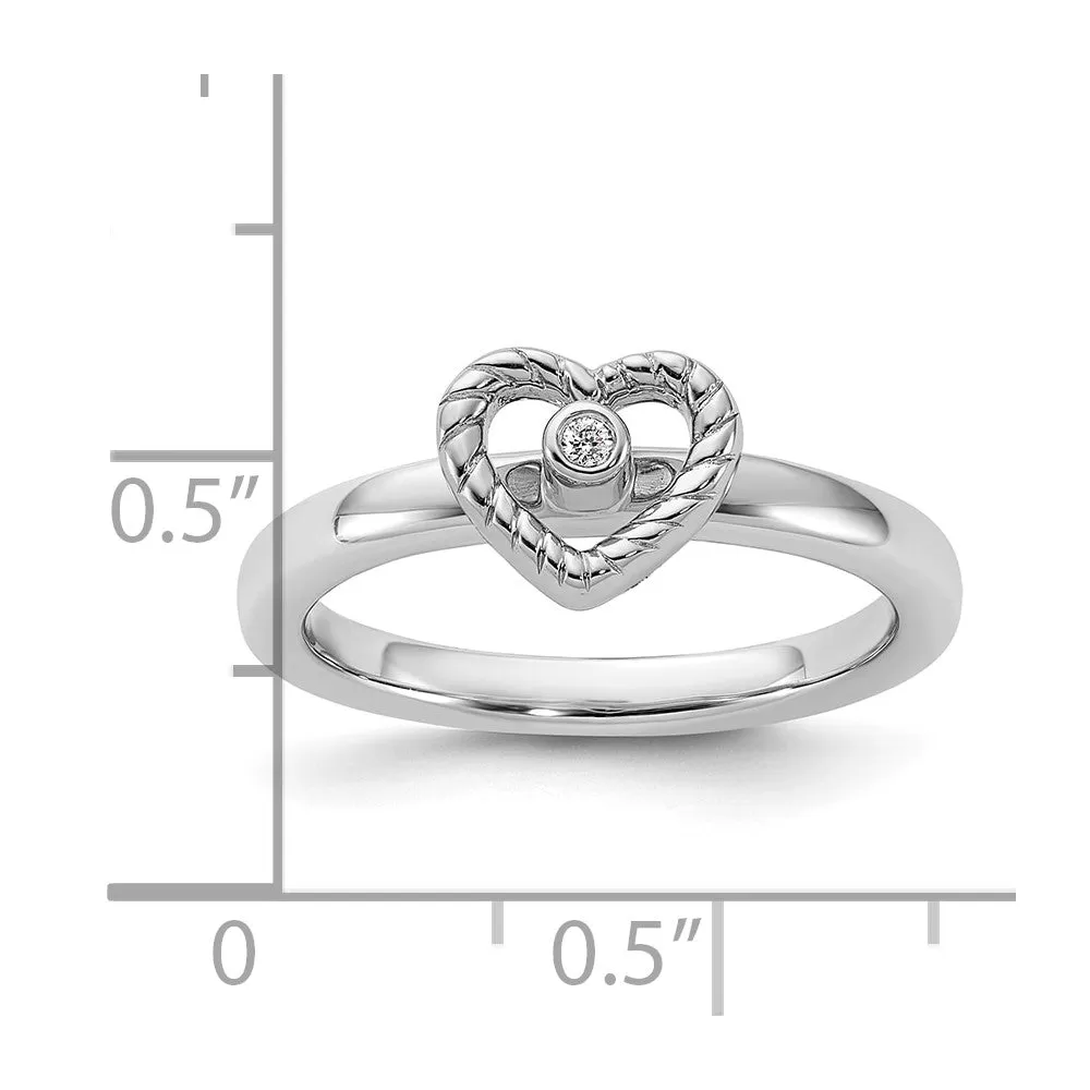 Stackable Expressions Heart Diamond Ring in Sterling Silver