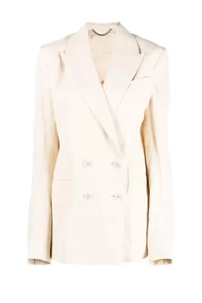 Stella McCartney Fluid Linen Double-Breasted Blazer - Buttermilk