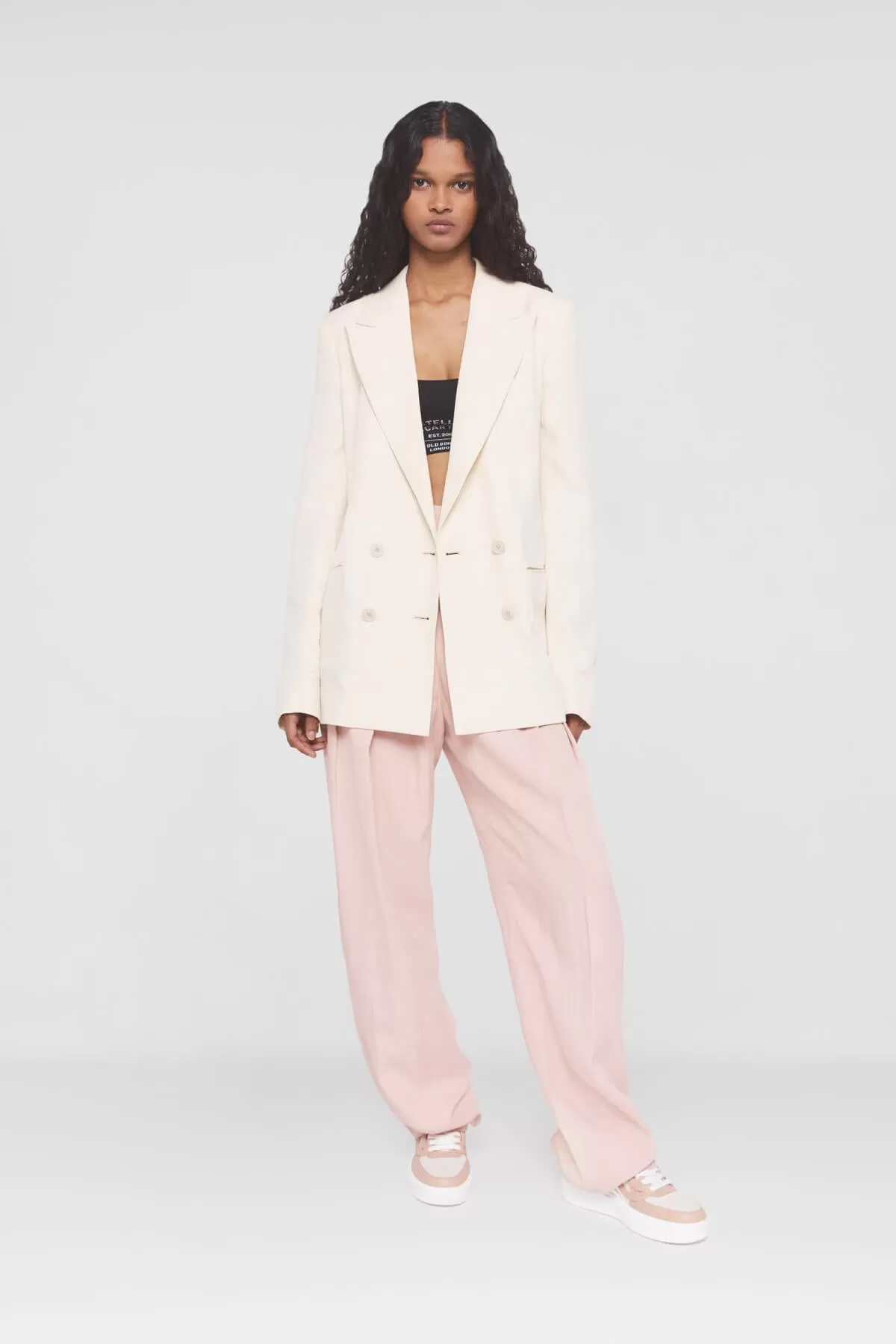 Stella McCartney Fluid Linen Double-Breasted Blazer - Buttermilk