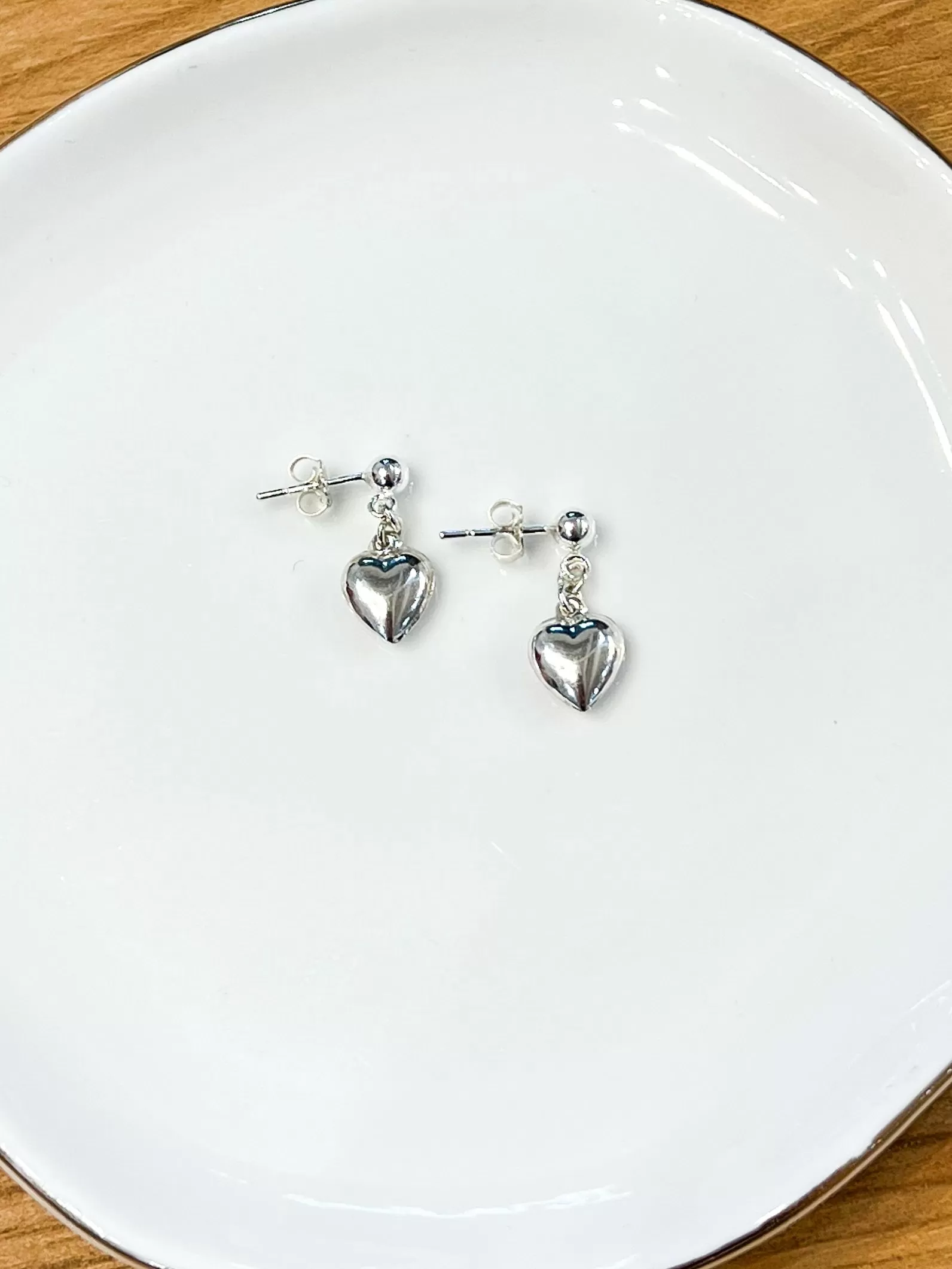 Sterling Puffy Heart Studs