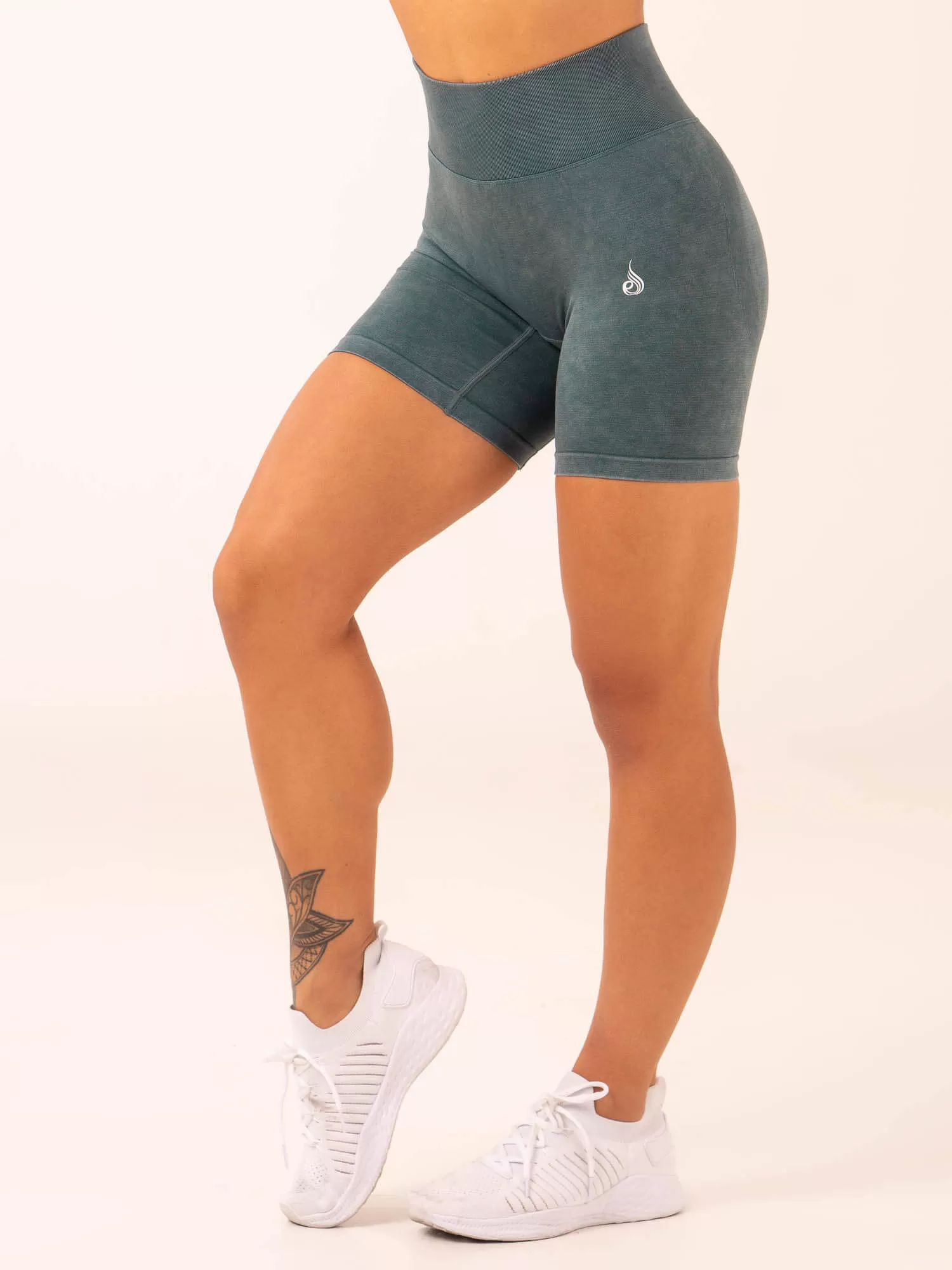 Stonewash Scrunch Seamless Shorts -  Petrol Stonewash