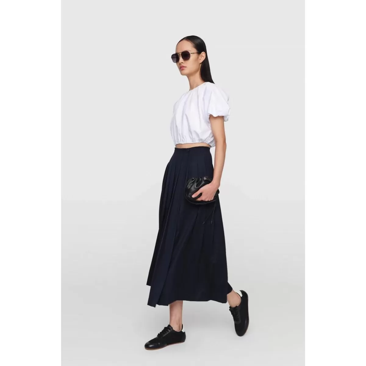 Summer Wool Fann Skirt Navy