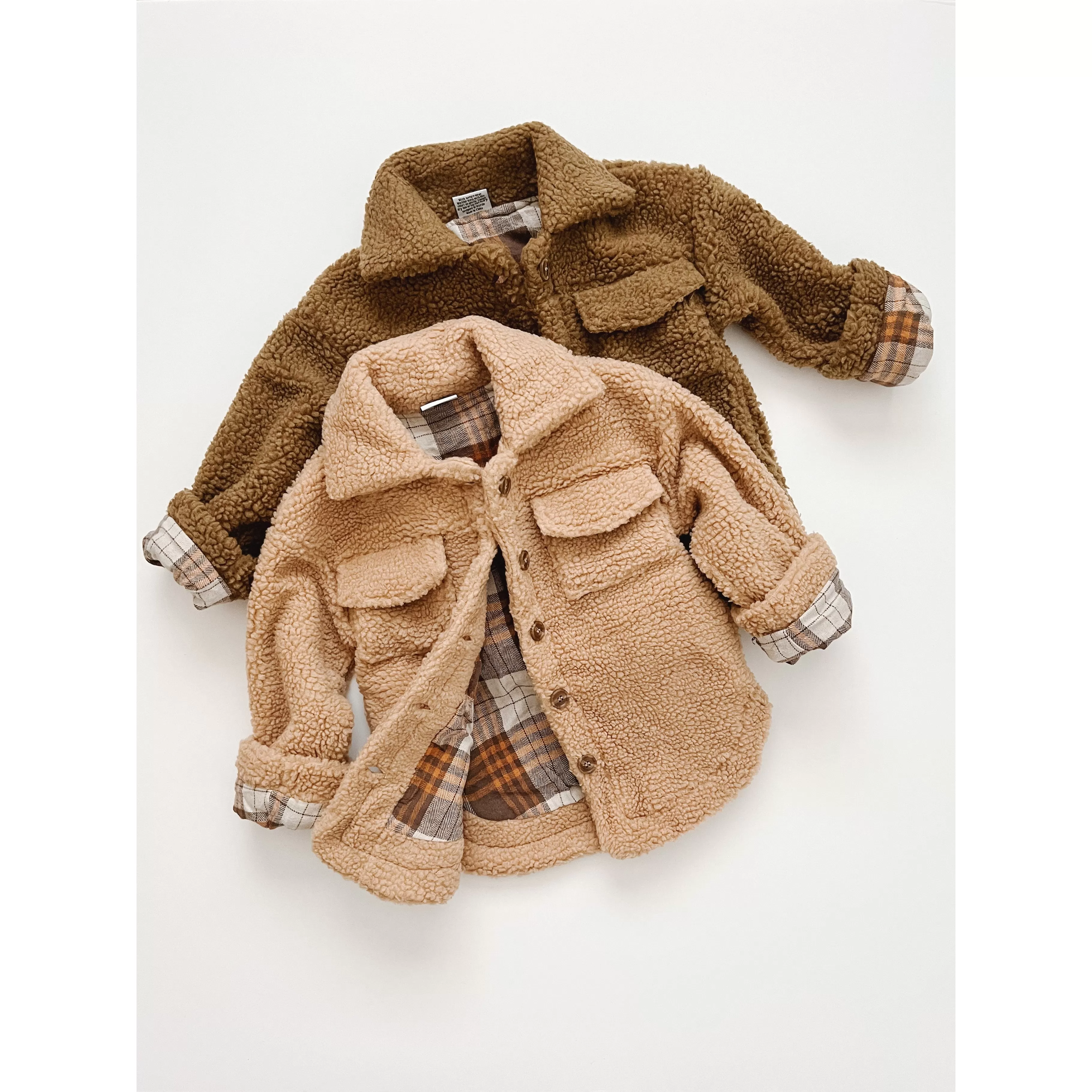 teddy shacket in bark