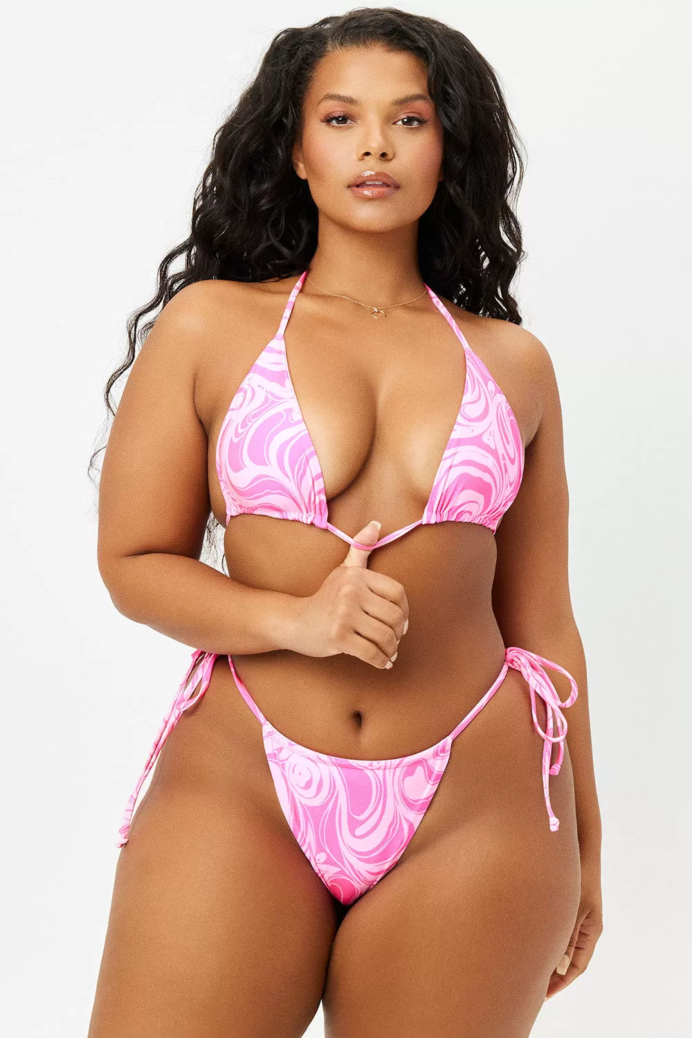 Tia String Satin Bikini Bottom - Candyland