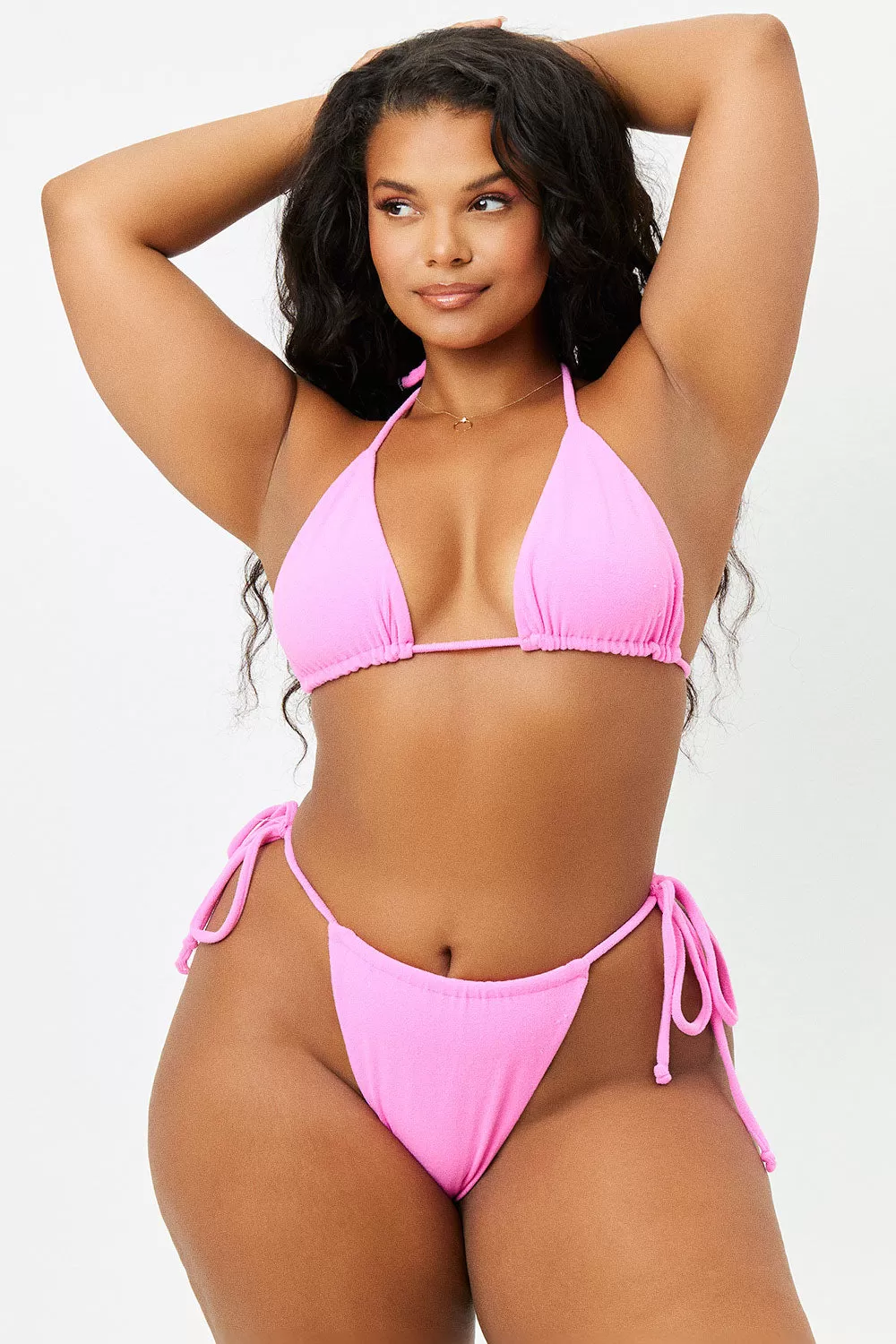 Tia Terry Triangle Bikini Top - Blushing