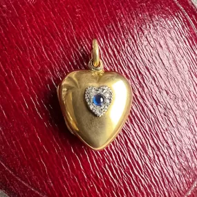 Victorian Sapphire & Rose Cut Diamond Heart Locket