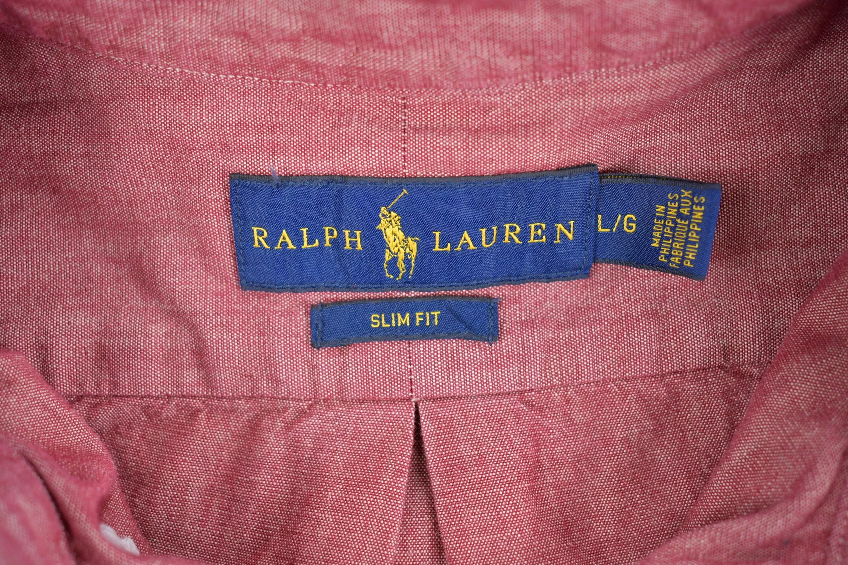 Vintage 1990s Faded Red Ralph Lauren Blank Button Up Shirt / 1990s Button Up / Vintage Flannel / Basic Button Up / Embroidered Ralph Lauren