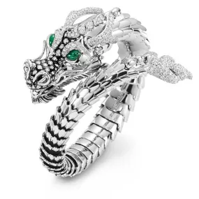 Vintage Gothic Stainless Steel Emerald Eyes Dragon Ring