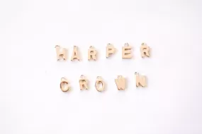 Wholesale A-Z Letter Charms - 16k Gold Plated over Brass Gold Upper Case Letters Alphabet Bulk for Bracelet Necklaces HarperCrown B162