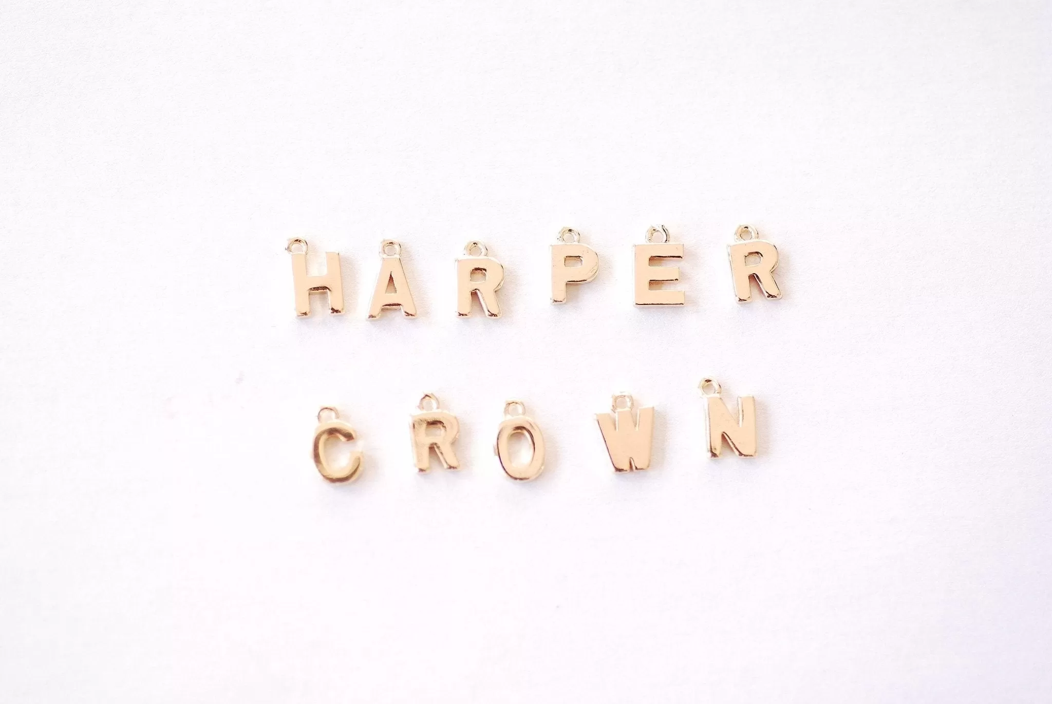 Wholesale A-Z Letter Charms - 16k Gold Plated over Brass Gold Upper Case Letters Alphabet Bulk for Bracelet Necklaces HarperCrown B162