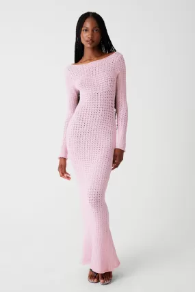 x GUIZIO Hayes Crochet Maxi Dress - Slipper Pink